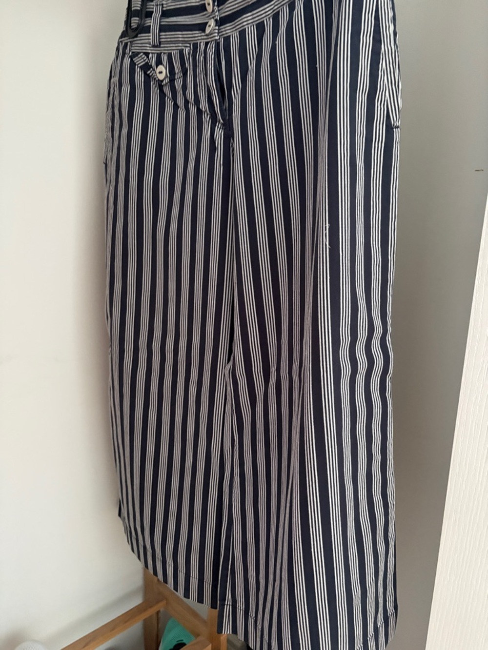 Joe Fresh Navy and White Striped Wide Leg Pants